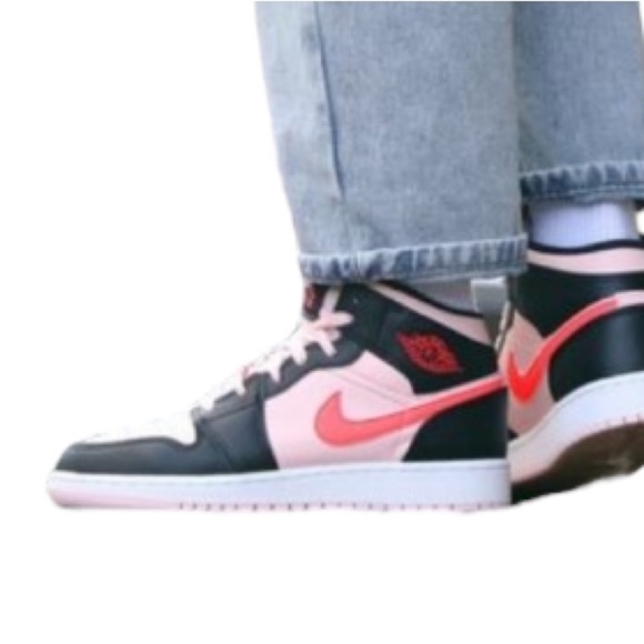 Jordan Shoes - Jordan 1 Mid 'Black Crimson Pink' (GS) 554725-604v Sz 5Y Women Sz 7